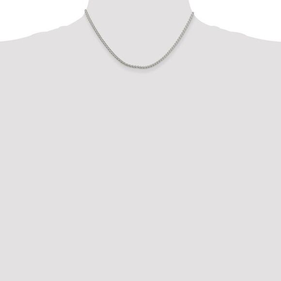 2.5mm Sterling Silver, Round Solid Spiga Chain Necklace, 16 Inch - Picture 3 of 8